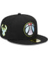 Фото #2 товара Men's Black Milwaukee Bucks Color Pack 59FIFTY Fitted Hat