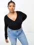 Фото #1 товара ASOS DESIGN Curve long sleeve wrap top in black