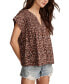 Фото #3 товара Women's Printed Smocked Short-Sleeve Top