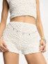 Reclaimed Vintage textured beach short co-ord in white