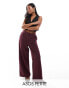 Фото #1 товара ASOS DESIGN Petite relaxed wide leg tailored trouser in burgundy