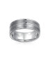 Wide Silver Tone Double Grooved Brushed Matte Titanium Wedding Band Ring For Men Comfort Fit 8MM