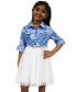 Фото #1 товара Toddler & Little Girls Floral-Print Denim Tutu Dress