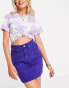 DTT Gabby high waist denim skirt in bright blue