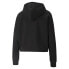 Puma Essentials+ Cropped Metallic Logo Pullover Hoodie Womens Black Casual Outer