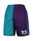 Фото #3 товара Men's Teal, Purple Charlotte Hornets Hardwood Classics 1999 Split Swingman Shorts