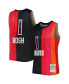 Фото #1 товара Men's Chris Bosh Black, Red Miami Heat Hardwood Classics 2011-12 Split Swingman Jersey