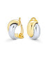 ფოტო #1 პროდუქტის Two Tone Interlocking Circle Dome Half Hoop Clip On Earrings Non Pierced Polished