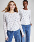 Women's Floral-Print Mesh Long-Sleeve Top, Created for Macy's