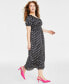 Фото #2 товара Women's Cherry Print Short-Sleeve Midi Dress, Created for Macy's