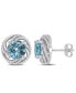 ფოტო #1 პროდუქტის Blue Topaz (4-3/4 ct. t.w.) and White Topaz (1/4 ct.t.w.) Swirl Halo Stud Earrings in Sterling Silver