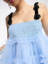 Фото #3 товара Dream Sister Jane corsage strap tulle mini dress in baby blue