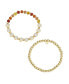 Multi Sunburst Quartz Soul Sister Stone and Beaded Stretch Bracelet Set