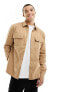 River Island double pocket utility shirt in light stone