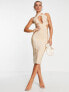 Фото #1 товара ASOS DESIGN bodycon bandage midi dress with cut out in blush