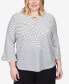 Фото #1 товара Plus Size Downtown Vibe Spliced Texture Flutter Sleeve Top
