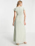 Фото #2 товара TFNC Bridesmaid flutter sleeve v neck dress in sage green