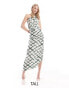 Фото #2 товара Vero Moda Tall plisse one shoulder maxi dress in tie dye check