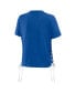 Фото #2 товара Women's Royal Texas Rangers Side Lace-Up Cropped T-shirt