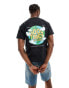 Dr Denim Trooper American 90's cut relaxed fit t-shirt with 'world traveller' graphic back print in off black