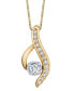 ფოტო #1 პროდუქტის Diamond (1/4 ct. t.w.) Modern Pendant in 14k Yellow and White Gold