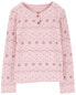 Фото #2 товара Baby Fair Isle Knit Long-Sleeve Fashion Top - Pink 18M