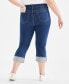Фото #4 товара Plus Size High-Rise Embroidered Cuffed Capri Jeans, Created for Macy's