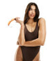 Фото #8 товара Candypants ribbed underwire swimsuit in dark brown