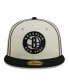 ფოტო #3 პროდუქტის Men's Cream, Black Brooklyn Nets Piping 2-Tone 59FIFTY Fitted Hat