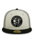 Men's Cream, Black Brooklyn Nets Piping 2-Tone 59FIFTY Fitted Hat