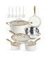 Фото #1 товара Natural Collection Ceramic Coating Non-Stick 15-Piece Cookware Set with Gold-Tone Handles