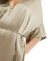 & Other Stories kaftan sleeve belted midi dress with front split in light golden brown