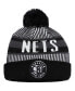 Фото #1 товара Big Boys Black Brooklyn Nets Stripe Cuffed Knit Hat with Pom