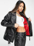 Фото #2 товара Reclaimed Vintage inspired oversized leather biker jacket