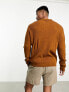 Фото #4 товара ASOS DESIGN lightweight oversized rib jumper with notch neck in brown