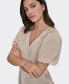 Фото #4 товара Petite V-Neck Balloon-Short-Sleeve Blouse