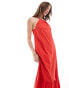 Фото #2 товара Mango halterneck tiered midi dress in red