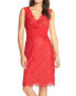 Tadashi Shoji Womens Sleeveless Floral Lace Sheath Red Dress Red Size 2