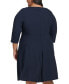 ფოტო #2 პროდუქტის Plus Size 3/4-Sleeve Textured Knit Dress