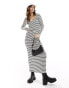 Фото #2 товара Pieces ribbed maxi skirt co-ord in cream and black stripe