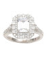 ფოტო #4 პროდუქტის Suzy Levian Sterling Silver Emerald Cut White Cubic Zirconia Engagement Ring