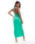 ASOS DESIGN halter ruched midi dress with central cut out detail in green grün, 32 - фото #3