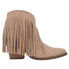 Dingo Tangles Fringe Embroidery Pointed Toe Pull On Booties Womens Beige Casual