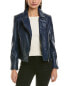 Фото #1 товара Ted Baker Fitted Leather Biker Jacket Women's Blue 6