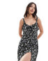 Brave Soul floral print tie front dress in black Черный, M - EU 40 - фото #2