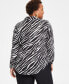 Plus Size Animal Print Collared Button Front Top, Created for Macy's