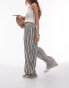 Фото #1 товара Topshop stripe linen wide leg trouser in mono