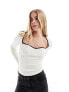 New Look sweetheart neck knitted top in white