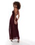 ASOS DESIGN cross strap halter pleated midi dress in berry Beerenfarben, 44 - фото #4