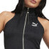 Puma Luxe Sport T7 Knitted FullZip Mock Neck Athletic Tank Top Womens Black Casu